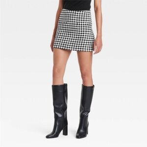 Women's Mini A-Line Skirt - A New Day™ Black/Cream Houndstooth 17=xxl